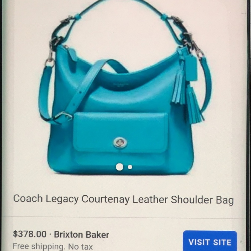 Turquoise coach purse